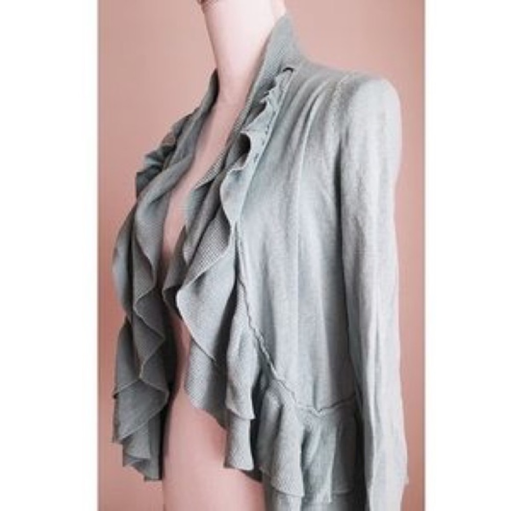 Elle Grey Ruffled Cardigan