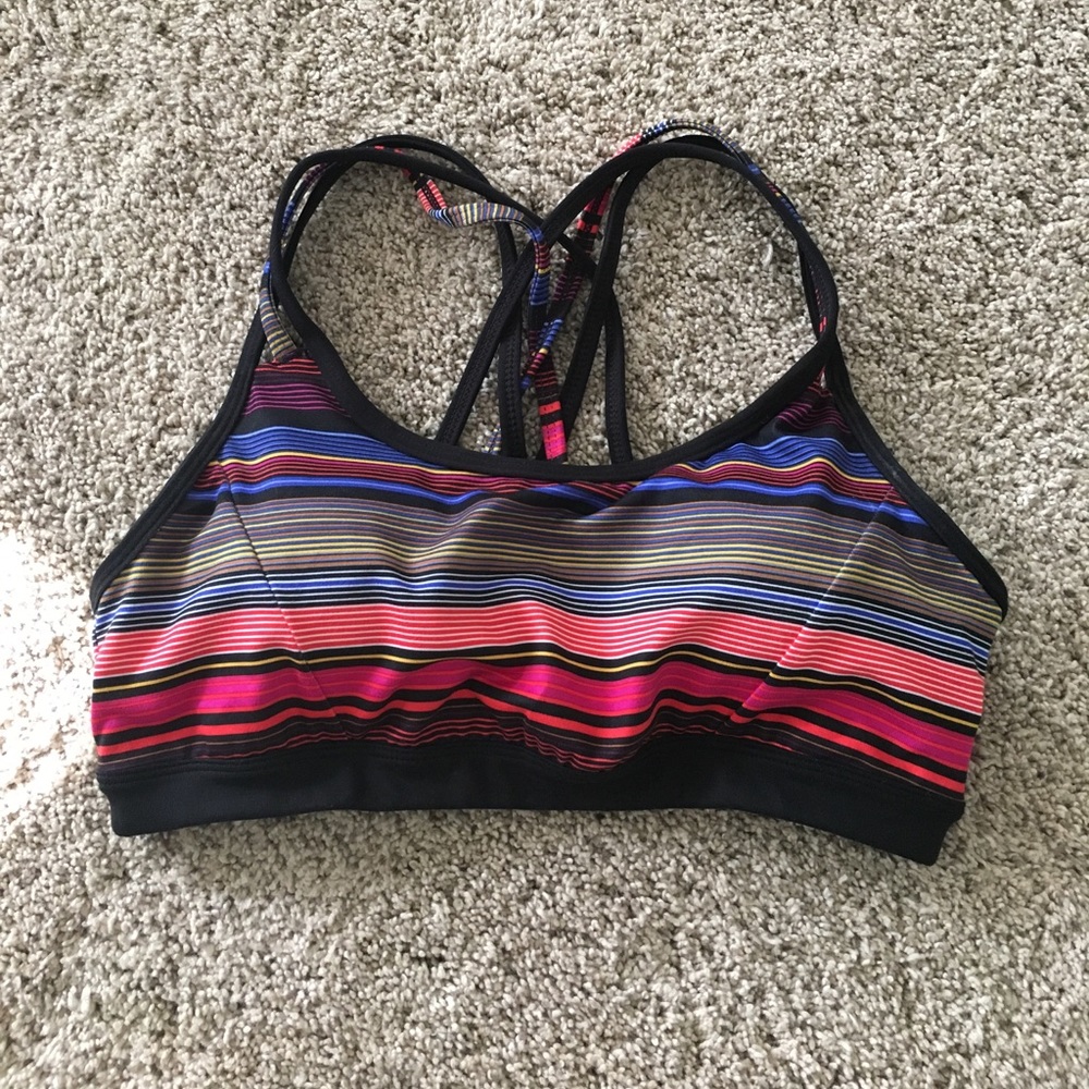 Athleta Fully Focused Bra Havana Stripe