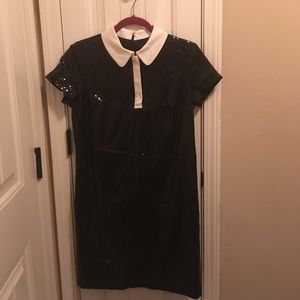Black sequin dress with white collar