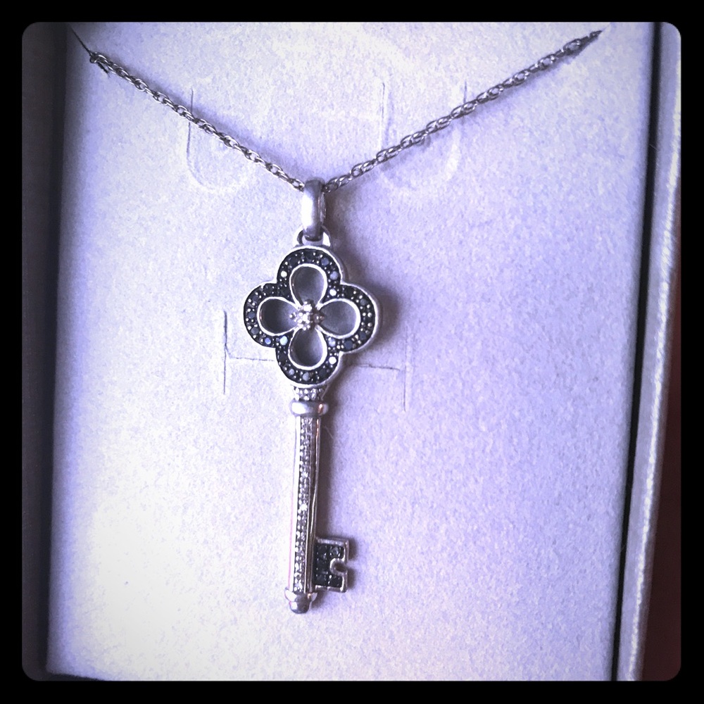 Zales Black and White Diamond Key Necklace