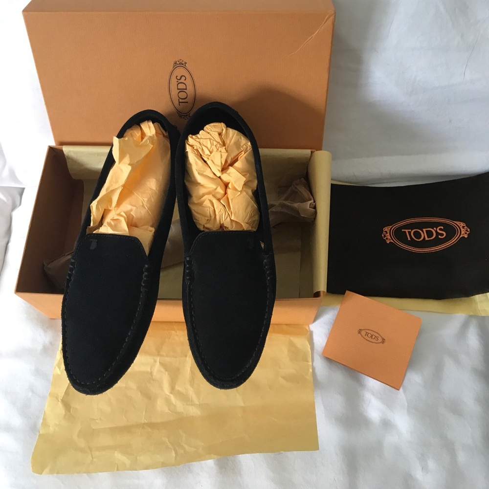 TOD's gommini devon driving loafers black 39 suede