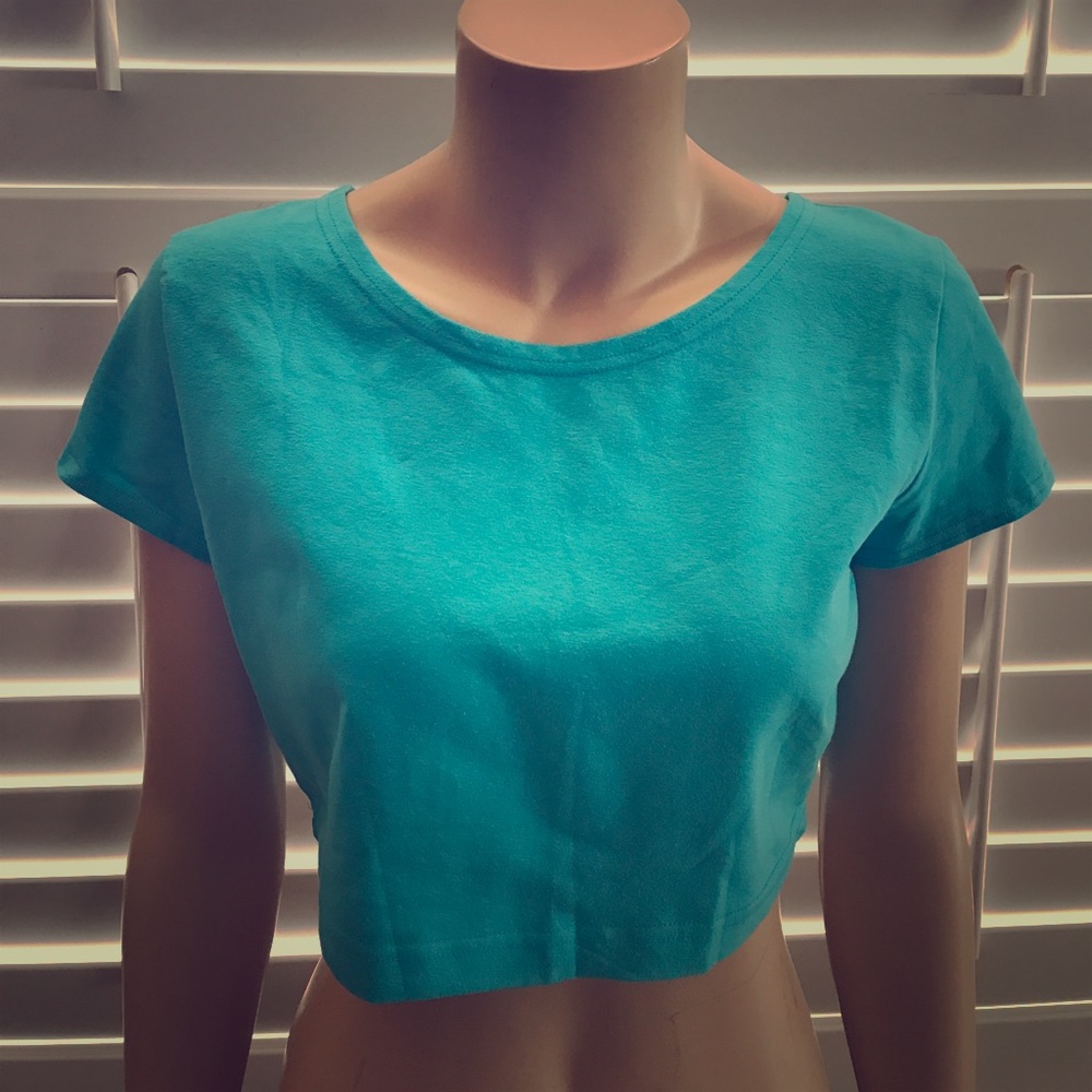 A Turquoise Blue Crop Top.
