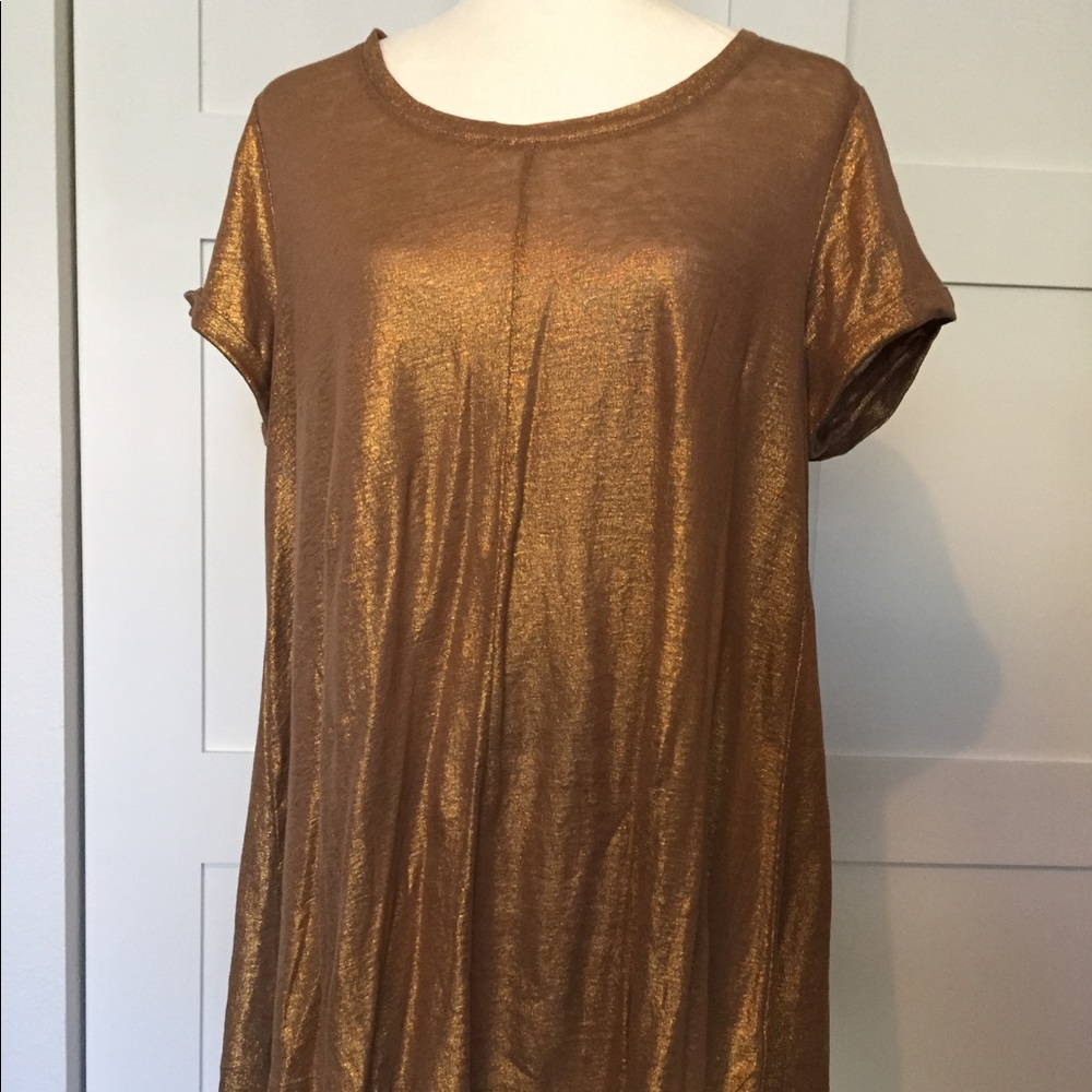 Metallic bronze tunic flowing anthropologie