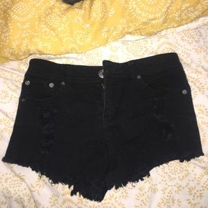 Black cutoff shorts