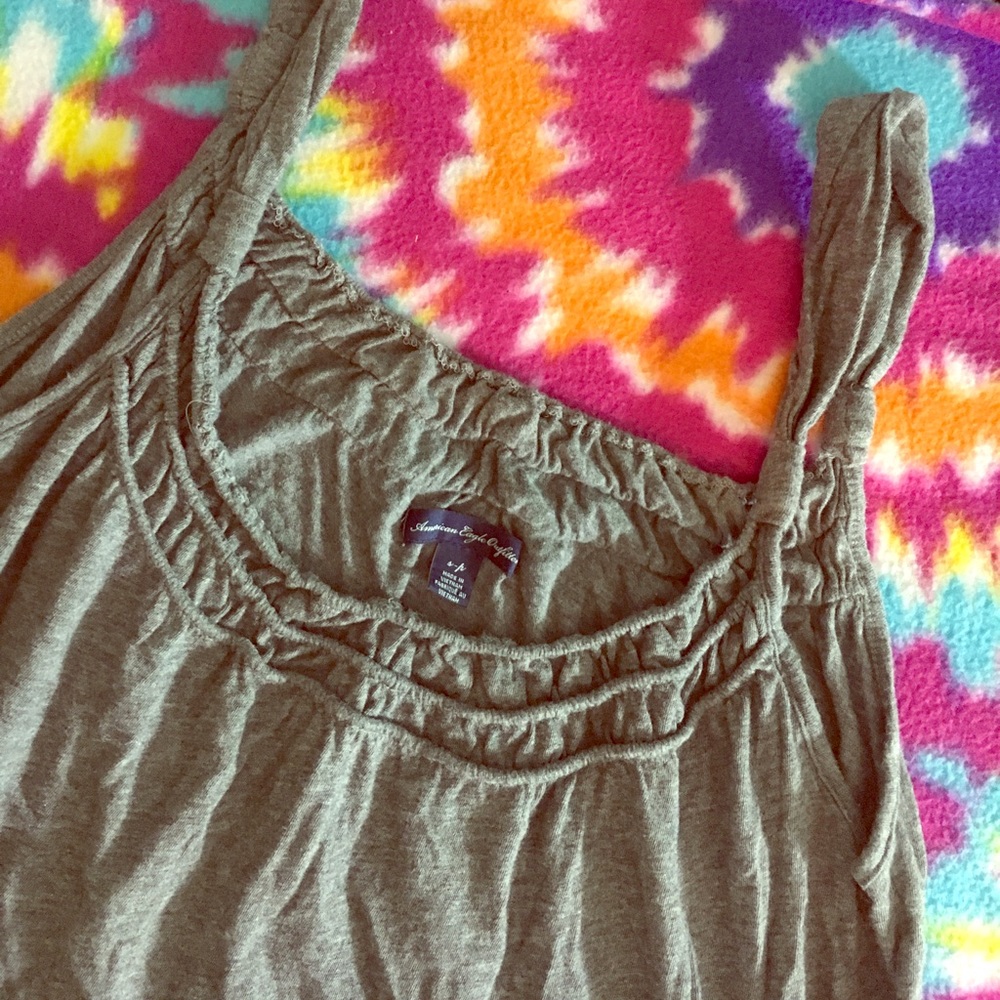 Small Gray American Eagle Ruffle Tank