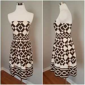 London Times Graphic Print Strapless Dress