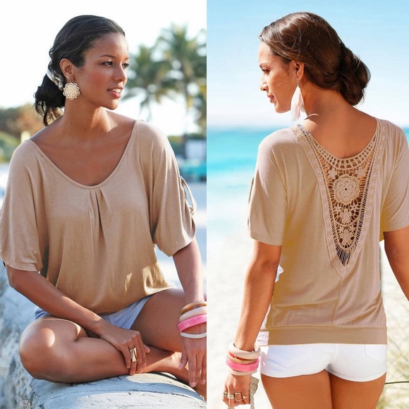 🌷 Blush Nude Lace Back Top - Picture 2 of 8