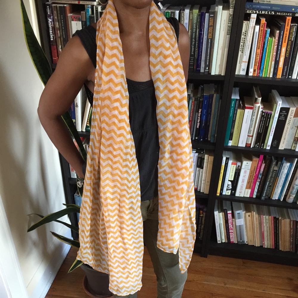 Scarf - Sheer Orange & White Spring, Summer, Fall