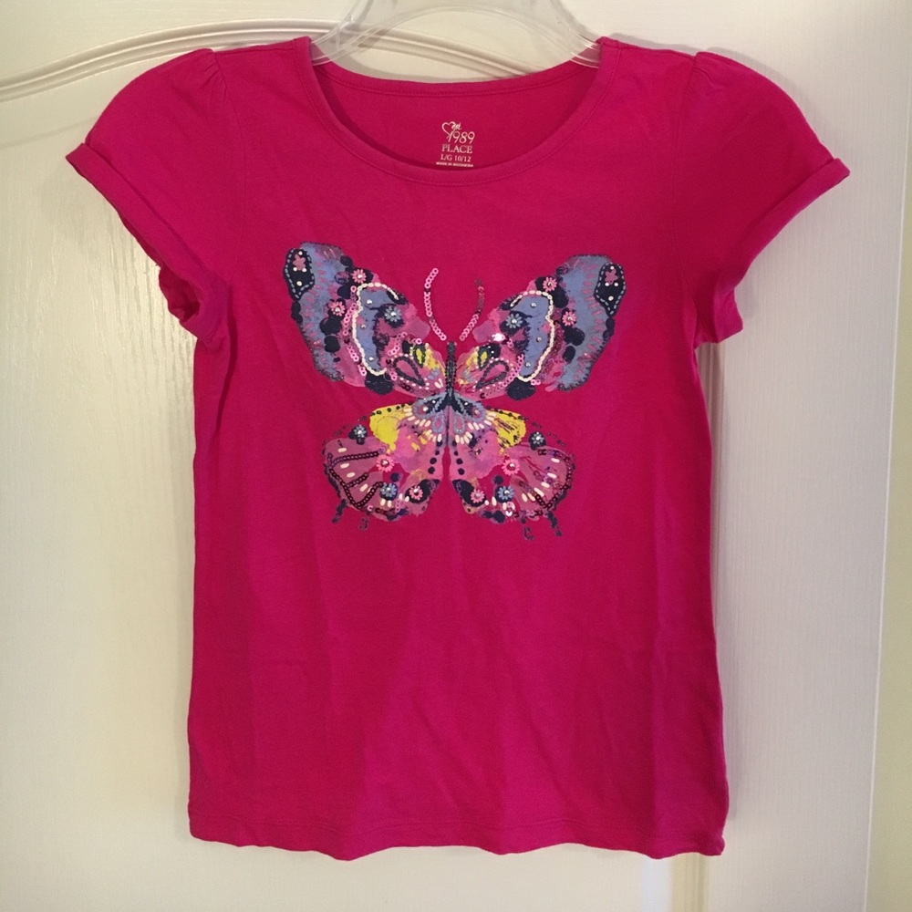 Pink Butterfly Print T-Shirt