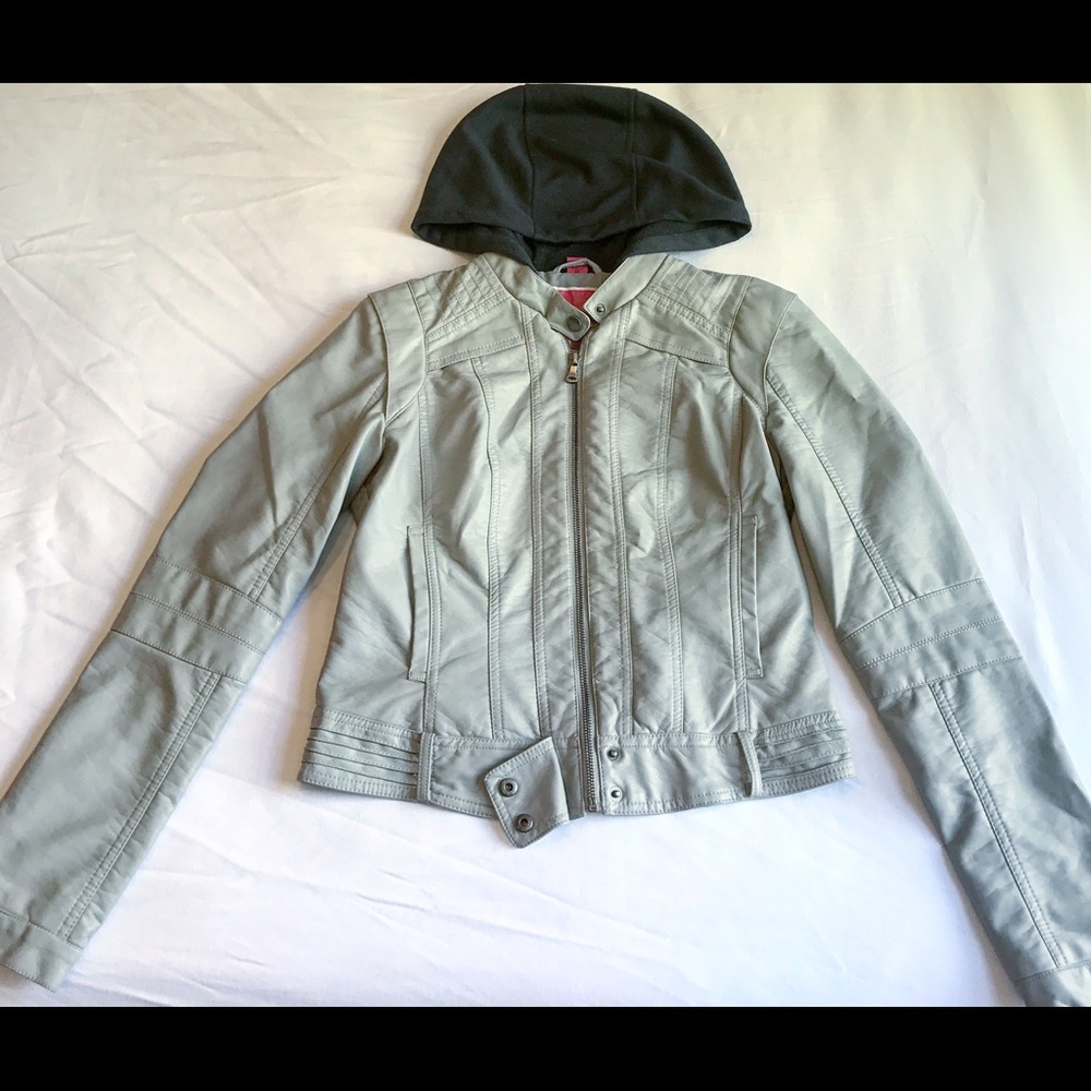 Faux grey leather jacket