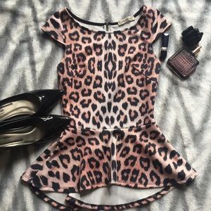 Arden B cheetah peplum top