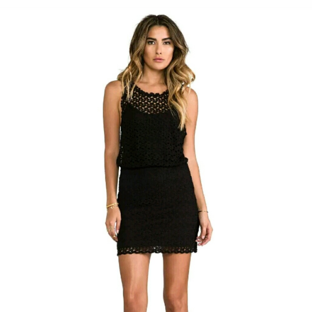 Free People Black Crochet Dress, Size Medium, EUC