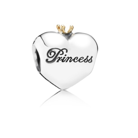 Princess heart charm, Pink CZ - Picture 2 of 2