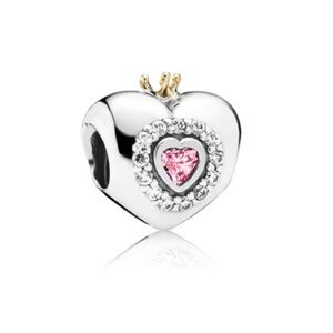 Princess heart charm, Pink CZ