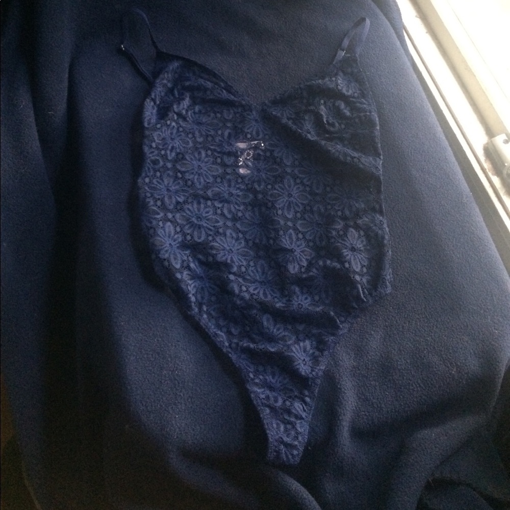 Blue VS lace body suit