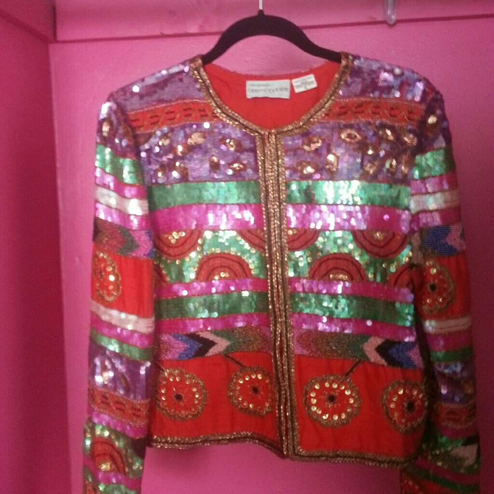 Beaded Silk Multicolored Jacket - image 2