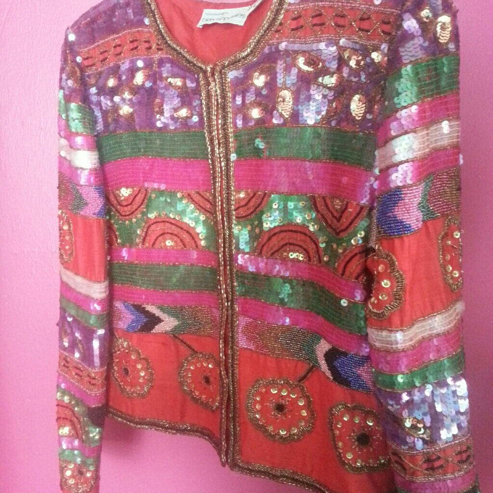Beaded Silk Multicolored Jacket - image 3