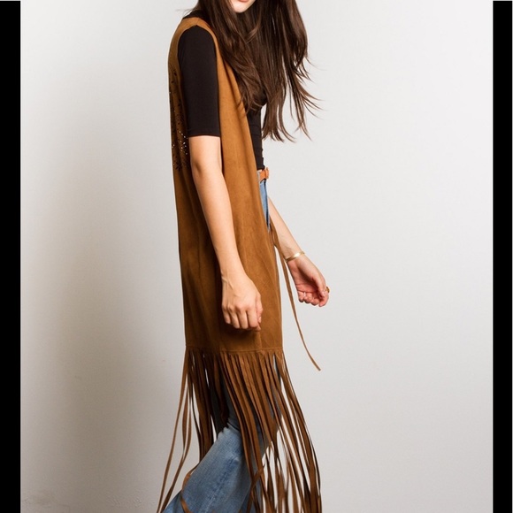 NEW Faux Leather Summer Festival Cover Up Vest - Picture 4 of 6