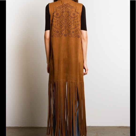 NEW Faux Leather Summer Festival Cover Up Vest - Picture 2 of 6