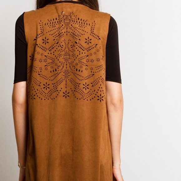 NEW Faux Leather Summer Festival Cover Up Vest - Picture 5 of 6