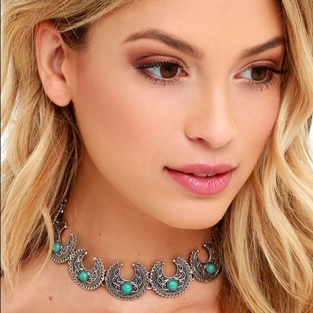 🌺2FOR$10🌺🌞Silver & Turquoise Boho Choker🌞