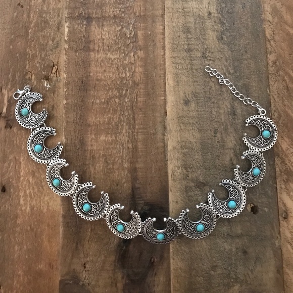 🌺2FOR$10🌺🌞Silver & Turquoise Boho Choker🌞 - Picture 6 of 7