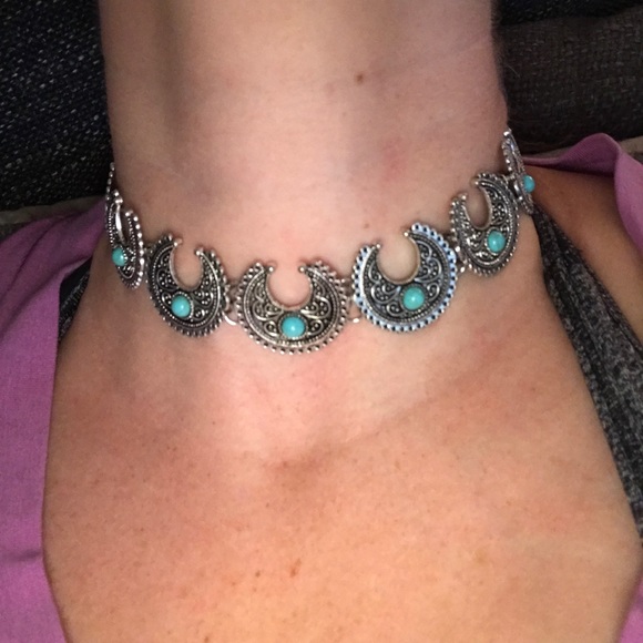 🌺2FOR$10🌺🌞Silver & Turquoise Boho Choker🌞 - Picture 7 of 7