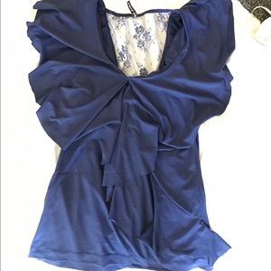 Blue ruffle top