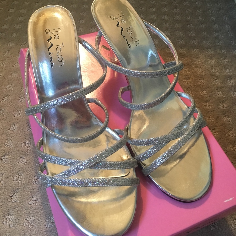 Sparkly Silver Heels - worn ONCE