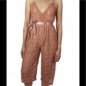 Lovely Lace ribbon waist belt jumpsuit