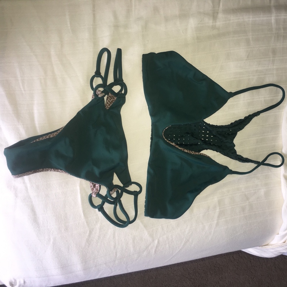 Acacia swimwear dark green set