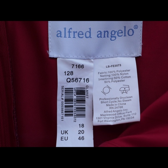 Red Alfred Angelo Dress Style 7166 Size 18 - Picture 5 of 5