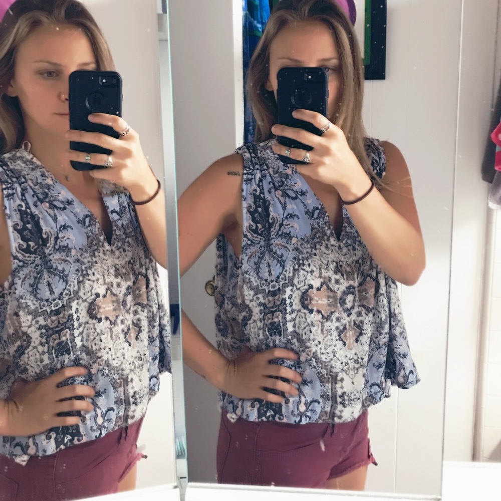 FREE PEOPLE boho print tank top