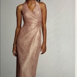 Davids Bridal rose gold bridesmaid dress