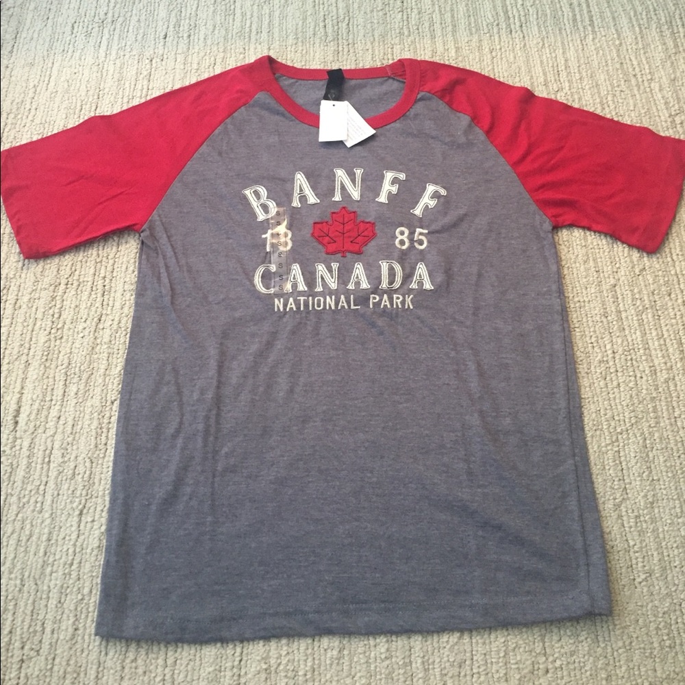 Banff Canada National Park red and grey t-shirt