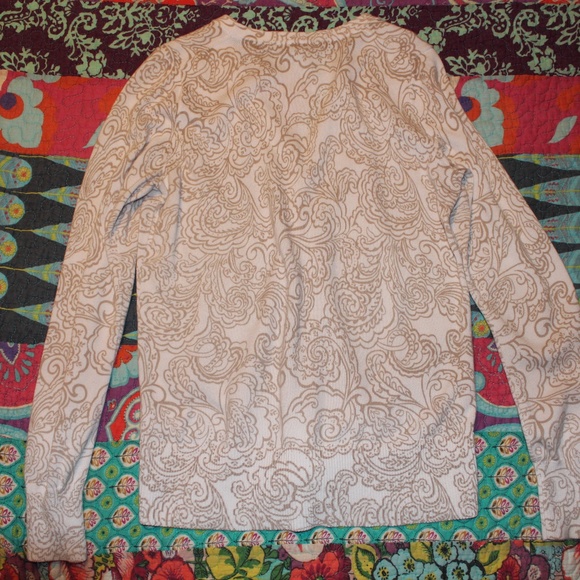 GAP White and Gold/Tan Cardigan Sweater - Picture 3 of 3