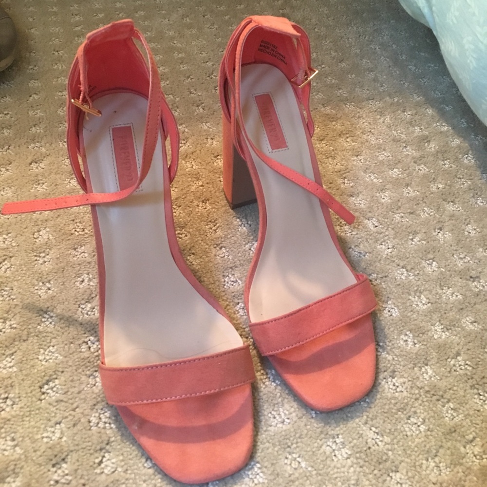 Forever 21 CORAL SUEDE HEELS - worn once!!