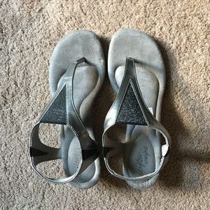 (HOLD)PEWTER GLITZY WEDGE SANDAL