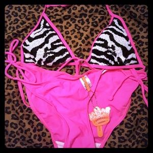 NWT sequin Zebra bikini!