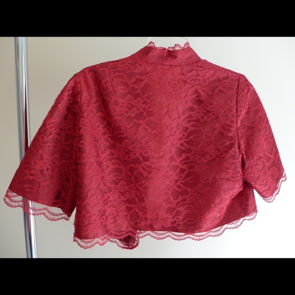 Custom Red Lace Formal Jacket/Coverup- Size 16 - Picture 2 of 5