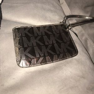 Michael Kors metallic silver wristlet