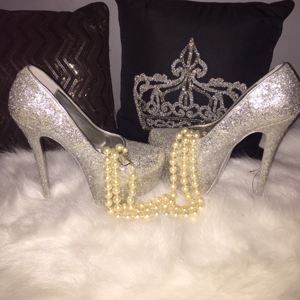 Sparkle on silver showstopper high heels