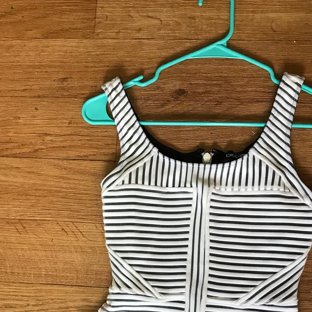 NWT BEBE Black and white striped dress