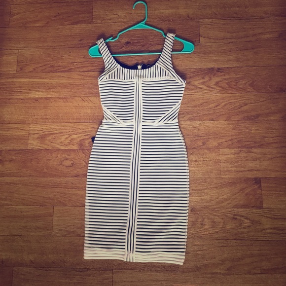 NWT BEBE Black and white striped dress - Picture 2 of 7