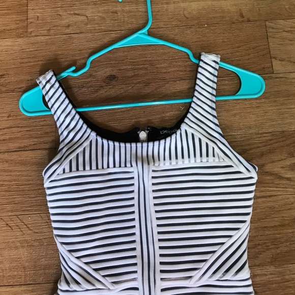 NWT BEBE Black and white striped dress - Picture 3 of 7