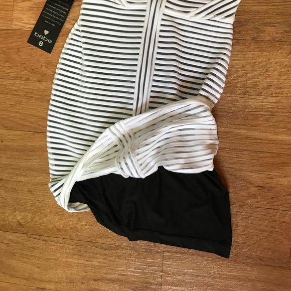 NWT BEBE Black and white striped dress - Picture 7 of 7