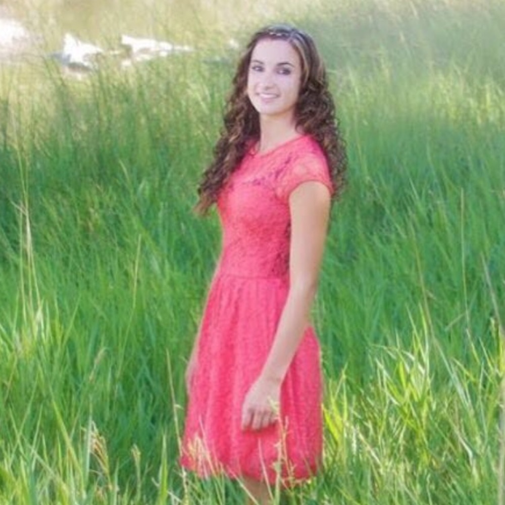 Coral lace dress