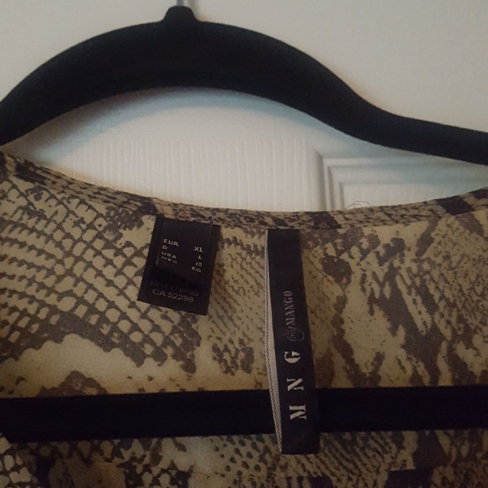 Mng Sheer Snakeskin Print Button Down Top - image 2