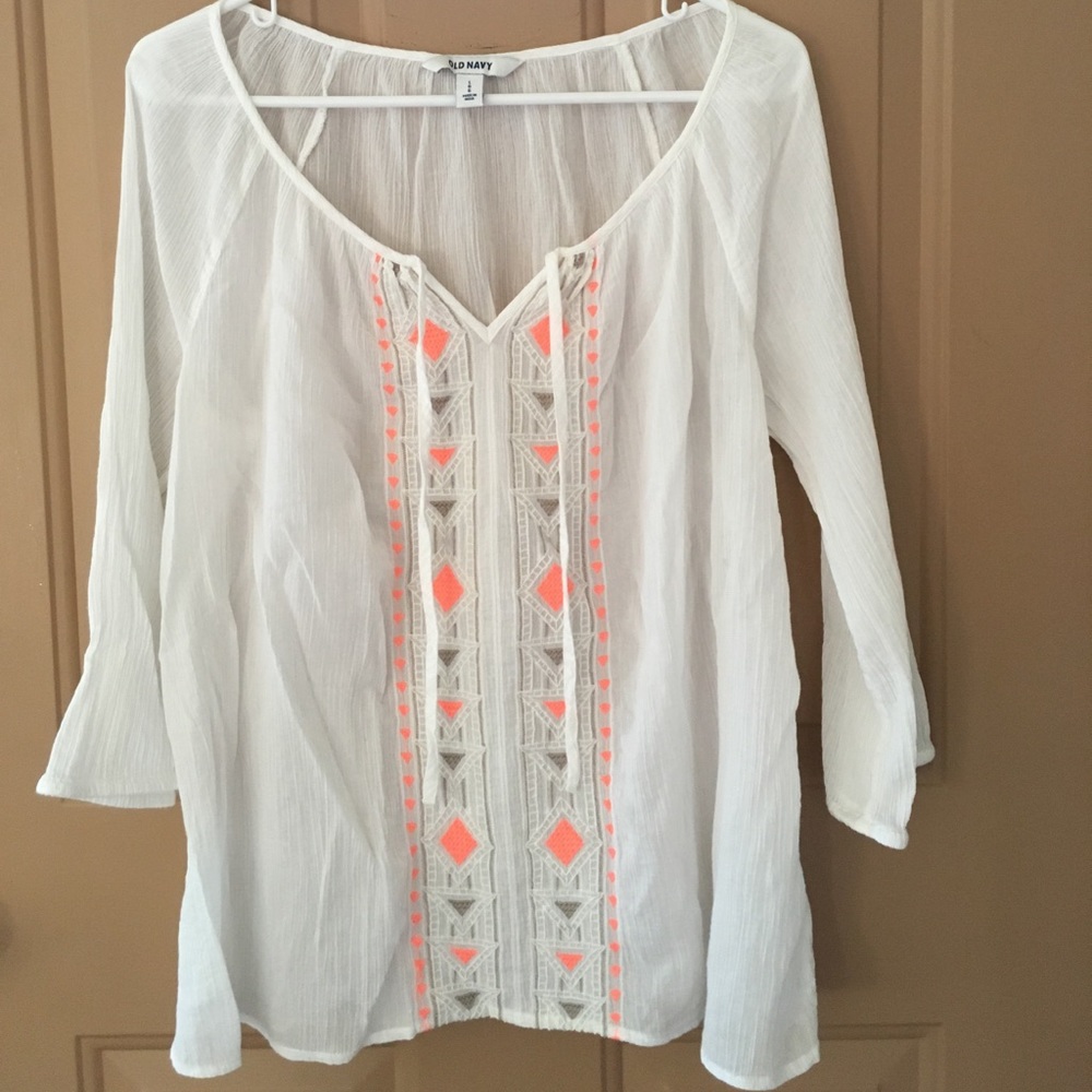 Old Navy White Cotton tunic style blouse