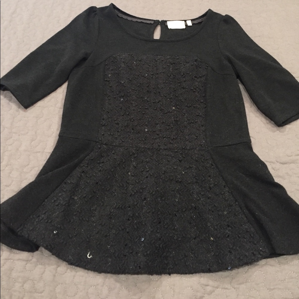 Anthropologie very cute black sequenced top!